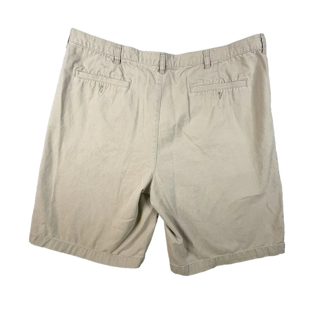 Lands End Men's 41.5 Beige Khaki Chino Shorts Traditional Fit Flat Front SEE DES